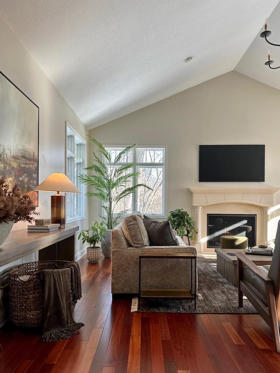 High-end living room renovation in Minnetonka, Minnesota reflecting artistic interior design principles